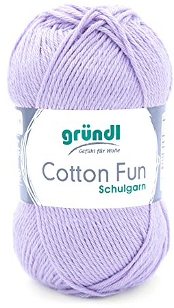 Gründl Wolle Cotton Fun Häkelgarn 1 Knäuel 50 g, Violett | Wolle zum Häkeln - Strickgarn - Häkelgarn - Pflegeleicht und hautfreundlich - 100% Baumwolle - 50 g / 115 m - Nadelstärke 3-4