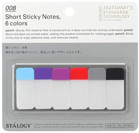 Stalogy Short Sticky Notes: 3/5 in. x 1.4 in. / Assorted (6 Colors) B