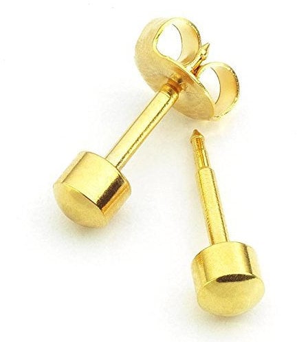 Mytoptrendz® Set of 2 Pair Piercing Sterilized Stud Earring 24ct Yellow Gold Plated Ball