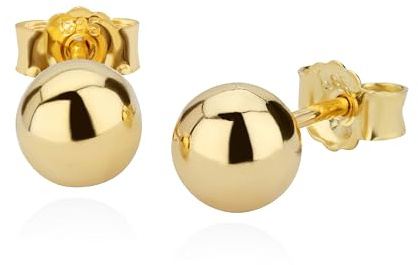 NKlaus Paar Kugel-Ohrstecker 585 Gelbgold, Ø 6 mm, 14 Karat | Die Kugelstecker dienen als Ohrschmuck