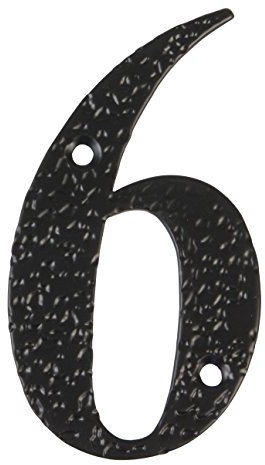 Amig - Número para Casas o Portales - Nº 6-100 x 65 mm - Para Paredes o Muros Exteriores de Viviendas - De Acero Acabado en Negro Epoxi - Estilo Forja - Incluye Tacos y Tirafondos