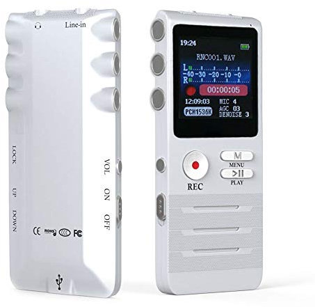 [New Version]ICEFIRE 8GB/Steel Portable Rechargeable 660 Hours Recording Digital Voice Recorder , MP3 Music Player, Dual Microphone, Dynamic Noise Reduction，Schedule Recording & Voice Activated Recording Function (Fashion White)