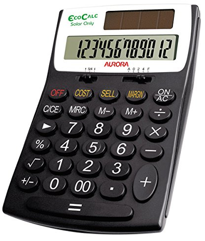 Aurora Ecocalc Ec505 12-Digit Desktop Calculator - Black