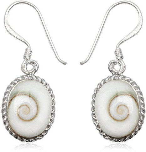 EYS JEWELRY Ohrhänger Damen Oval 925 Sterling Silber Shiva Auge Muschel weiß Damen-Ohrringe