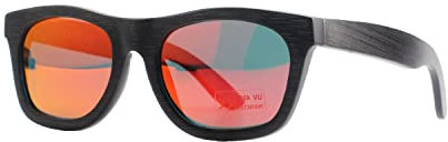 pandoo Bambus-Sonnenbrille mit Brillen-Etui, Schraubenzieher und Tasche - polarisiert & UV400 - Verspiegelte Gläser Orange & dunkler Bambus Rahmen - Holz/Damen/Herren/Unisex/
