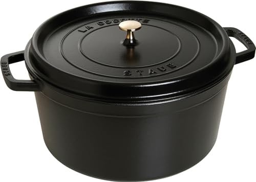 STAUB Asador/Cocotte de hierro fundido, Redondo 34 cm, 12,6 L, Negro