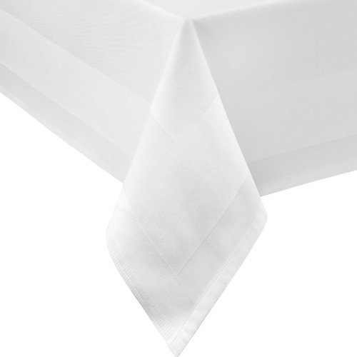 DAMAST Tischdecke Gastro Edition Eckig Weiß 140x180 140 x 180 cm mit Atlaskante Größe wählbar DAMAST Tischwäsche , Serviette , Tischläufer von DecoHometextil