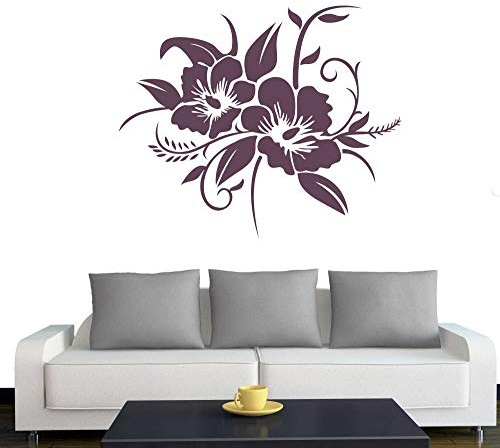 A690 Wandtattoo Hibiskusblüte 40cm x 33cm aubergine (erhältlich in 40 Farben und 4 Größen)