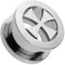 BlackAmazement Flesh Tunnel Plug Edelstahl Piercing Eisernes Kreuz Celtic Cross schwarz Silber (Silber 10 mm)