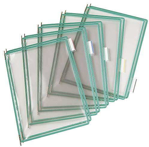Tarifold Fr 114005 – Pochettes à pivots A4 PVC pour Support Kit Présentoir Mural et Pupitre porte document Métal, Couleur Vert, 10 pochettes