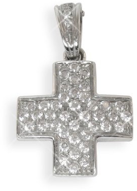 Exclusives 18 Karat 750 Weissgold Kreuz Anhänger mit Zirkonia (Art. 203110)