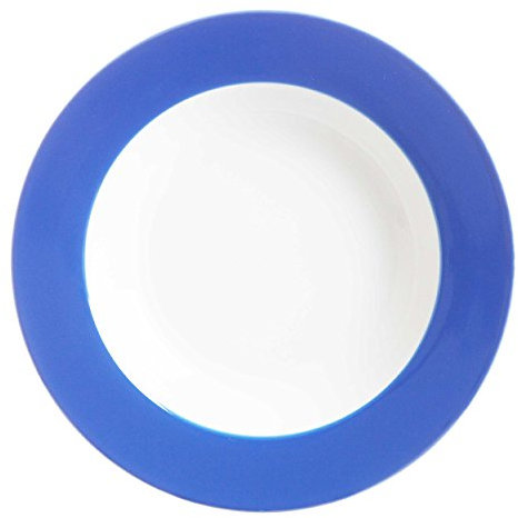 Ritzenhoff & Breker Doppio Suppenteller, 1 Stück, Teller tief mit farbigem Rand, Essteller, Porzellan, Indigo Blau, Ø 22 cm, 063868