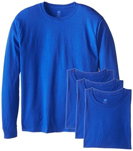 Hanes Men's Essential-T Long-Sleeve T-Shirt 4-Pack, Men’s Long-Sleeve Tee, Super Soft Cotton T-Shirt, Multipack, Deep Royal, 3XL