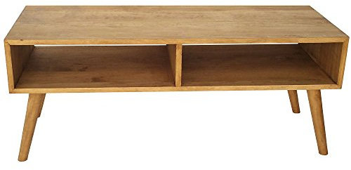 HOGAR24 ES ES.es-Mesa televisión, Mueble TV salón diseño Vintage, Dos Compartimentos, Madera Maciza Natural, fabricación Artesanal. 120 cm x 50 cm x 48 cm