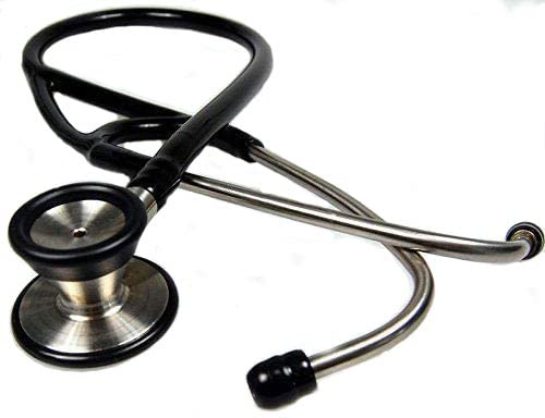 Valuemed® Cardiology Stethoscope - Professional Doctors/cardiologist supplied boxed with spares Black Tubes