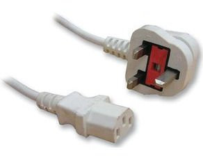 Ex-Pro 2m WHITE Mains Power Lead Cable IEC for LCD/Plasma Screens using Kettle Fitting