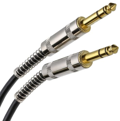 kenable Stereo Jack Cable 6.35mm TRS Male to Male Gold Plated Metal Plugs Balanced Audio Lead for Guitar Amplifier Mixer Keyboard PA Speaker Black 6m