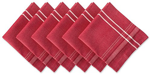 DII French Stripe, Tisch-Servietten-Set, Bauernhaus-Stil, 50,8 x 50,8 cm, Rot Chambray, 6 Stück