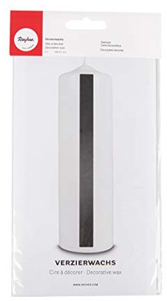 RAYHER HOBBY Rayher 3103701 Verzierwachs, schwarz, 2 Verzierwachsplatten 20 x 10 cm, Wachsfolie zum Kerzen verzieren, Kerzenwachs, Wachsfolie