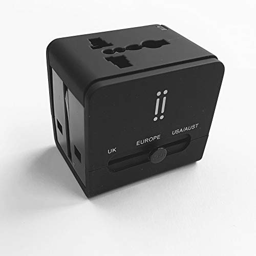 aiino - Travel Adapter 2 USB 2.1A I Adattatore E Caricatore da Viaggio I Compatibilità Universale I Compatto E Sicuro I Ricarica Ultra Veloce - Nero