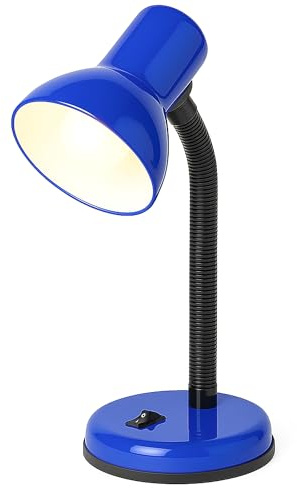 INNOTECK 25W Adjustable Desk Lamp with Flexible Arm, E27, Dark Blue | Adjustable desk lamp with flexible arm and E27 bulb fitting, ideal for study, work and reading.