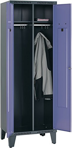 NORDWEST Handel AG Garderobenschrank H1850xB625xT500mm m.Sockel 1 Doppelabteil anth./blau