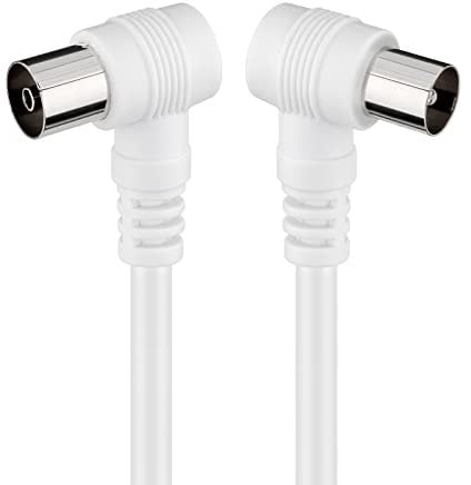 Goobay 11521 Cavetto Coax Antenna ad Angolo Coassiale (<70 dB), Schermatura Doppia, Bianco, 2.5 m Lunghezza del Cavo