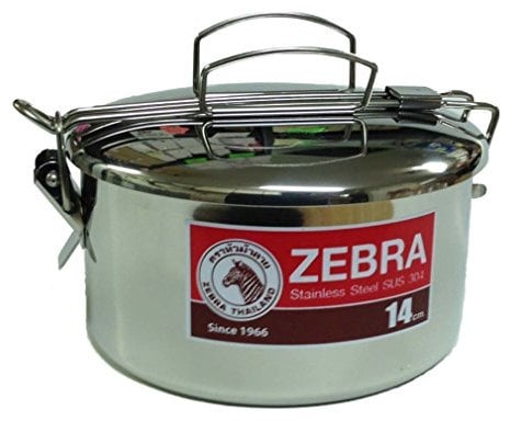 Zebra Stainless Steel Food Box and Pan with Snap on Lid, 14cm, Silver