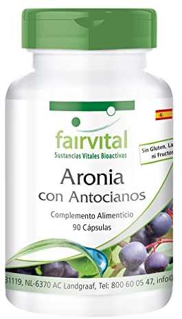 fairvital Aronia Kapseln, 90 Kapseln, schluckfreundlich, HOCHDOSIERT, mit 20% Anthocyanen & 45% Polyphenolen, VEGAN