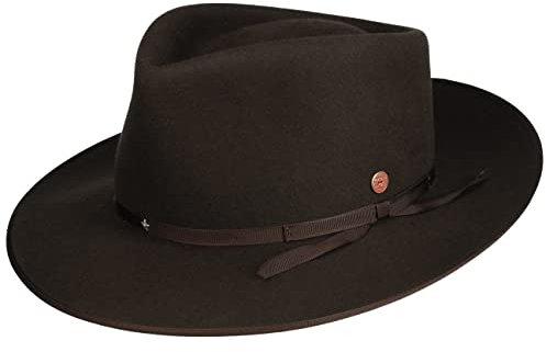 Mayser UDO Hut Musikerhut Filzhut Haarfilzhut Herren - Made in The EU mit Ripsband, Einfass Winter Herbst Sommer Frühjahr Frühling-Sommer Herbst-Winter - 60 cm Dunkelbraun