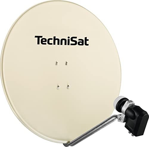 TechniSat SATMAN 850 PLUS - Satellitenschüssel mit LNB (85 cm Sat Anlage mit Masthalterung und 40mm Universal-Quattro-LNB, Multischalter wird benötigt) beige