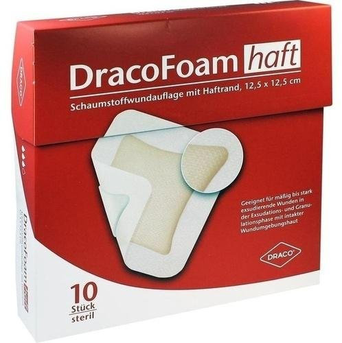 DRACOFOAM Haft Schaumstoff Wundauflage 12,5x12,5cm 10 St