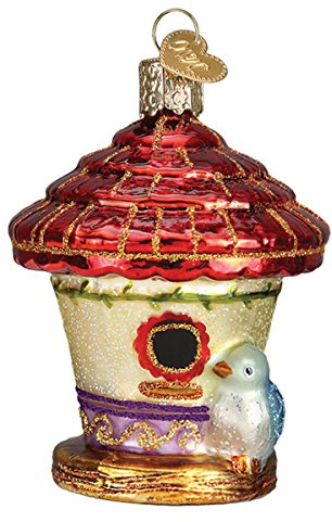 Old World Christmas Charming Birdhouse Glass Blown Ornament for Christmas Tree, Handcrafted Holiday Decoration, Birdhouse Collection