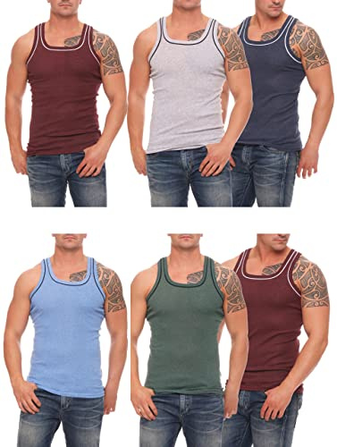 4, 6 oder 12 Stück dunkelfarbige Herren-Unterhemden Vollachsel Achselhemden super weich Feinripp Gr. 5 (M) - 12 (6XL), 6 Unterhemden Pack 4, 7 (XL)