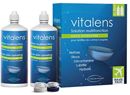 Vitalens Multi-Purpose Solution for Soft Contact Lenses, Travel Pack, 2X 50 ml