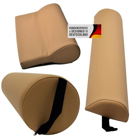 Lot de 3 Accessoires de Massage Comprenant 1 Rouleau Complet pour Les Genoux avec poignée, 1 Rouleau de positionnement et 1 Coussin de Nuque imperméable