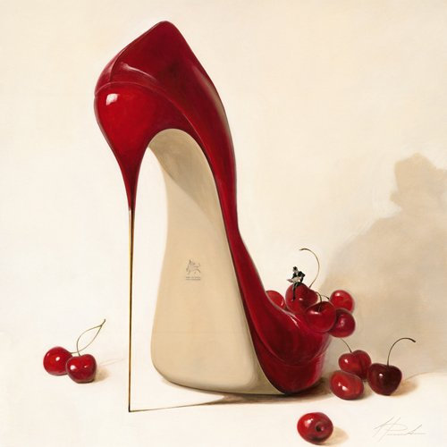 Kunstdruck, Poster Cherry Love von Inna Panasenko, 30 x 30cm, Kunst, Kuenstler, Bild, Poster, Kult, Pop, Vintage, High Heels, Deli's, Kueche, hochwertige Ware - Art Galerie Shop