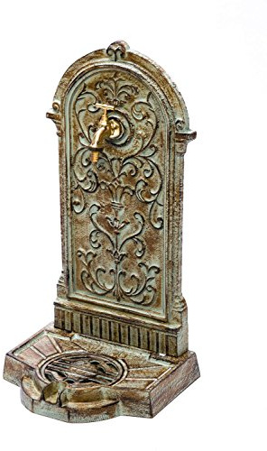 aubaho Standbrunnen 64cm 11kg Waschbecken Brunnen Eisen grün Wandbrunnen antik Stil
