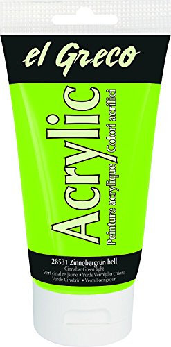 KREUL 28531 - El Greco Acrylic, 150 ml Tube in zinnobergrün hell, hochpigmentierte, glänzende Acrylfarbe in Studienqualität, buttrig vermalbar, für pastose Malerei