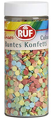 RUF Bunte Konfetti Streusel, Zucker-Dekor in 5 kunterbunten Farben, Streudekor für Geburtstags-Kuchen, Muffins und Plätzchen