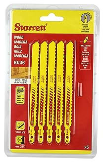Starrett Wood Cutting Jigsaw Blades - 5 Pieces BU46 Unified Shank 6 Teeth Per Inch Bi-Metal Fast Straight Cuts Saw Blade Set - Compatible With Bosch Dewalt Hitachi Festool Milwaukee
