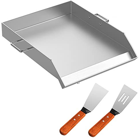 VEVOR Piastra Griglia Piatta in Acciaio Inossidabile da 40x46x5,6 cm, Piatta per Pentole a Tripla Piastra con Due Pale, Piastra Universale Piatta per Barbecue Usato in Campi e Feste a Cucinare