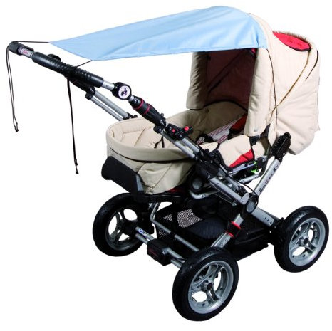 sunnybaby 14272 - Universal Sonnensegel für Kinderwagen & Sportwagen | höchster UV Schutz UPF 50+ | verstellbar | Markisen-Rollofunktion - Farbe: KRISTALLBLAU | Qualität: MADE in GERMANY
