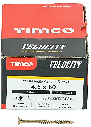 TIMCO Velocity Premium Multi-Use Countersunk Gold Woodscrews - 4.5 x 80 - Box of 200