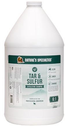 Nature's Specialties Tar & Sulfur Hundeshampoo - Medizinisches Shampoo für Juckende Haut - Stellt den Haarausfall Wieder Her und Lindert gereizte Haut - Beruhigende Formel, 3.8L