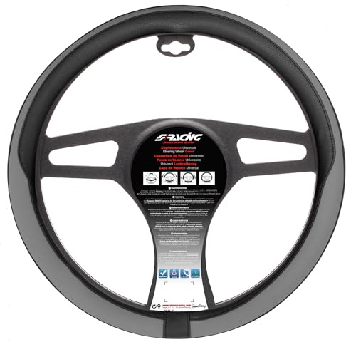 Simoni Racing CVT/43GR Universal Lenkrad Abdeckung, Grau und Schwarz | Schwarz/Grau Ökoleder