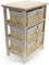 Gr8 Home 3 Tier Drawer Wooden Storage Cabinet with Wicker Baskets Bedroom Bedside Unit Furniture