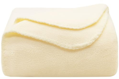 ZOLLNER Kuscheldecke in Creme - weiche Couchdecke in 130x170 cm - mit Kettelrand - Polyester - waschbar bis 95°C – Hotelqualität - Oeko Tex® Zertifiziert