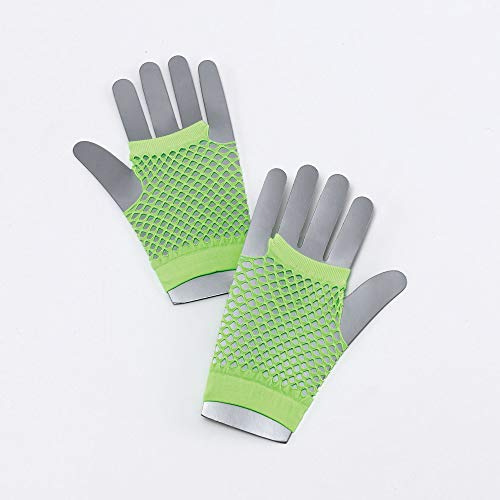 Bristol Novelty BA572 Fishnet Gloves Short Neon Green, Womens, One Size Halloween