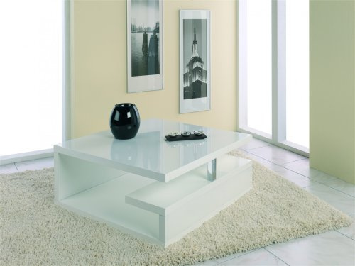 HAKU Couchtisch, weiß, MDF, Metall - Maße: B 90 x H 45 x T 90 cm, Style: Modern